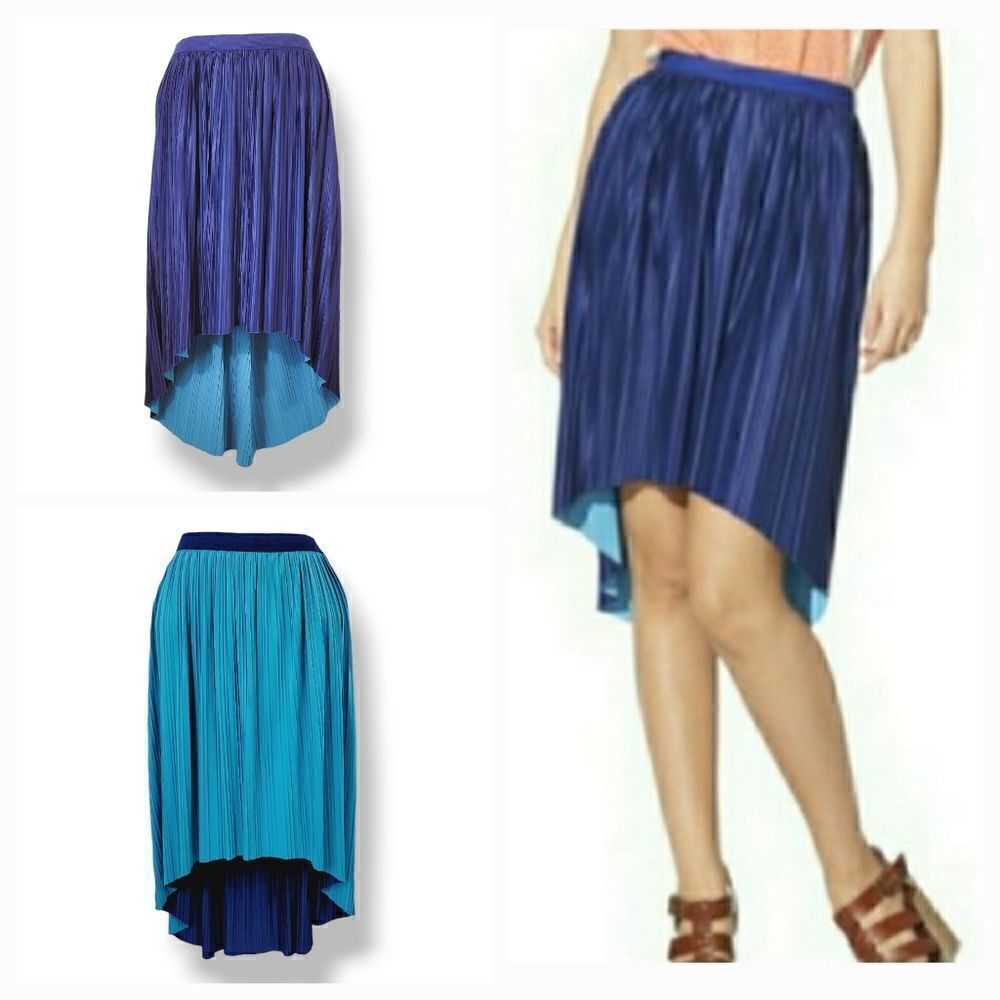 NEW Vintage 90s Y2K Xhilaration Reversible Accordian Pleat Hi-Low Skirt Size L